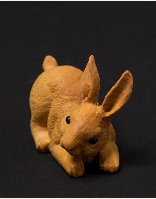 小叶黄杨木雕兔子手把件实木文玩雕刻工艺品生肖兔家居装饰品摆件