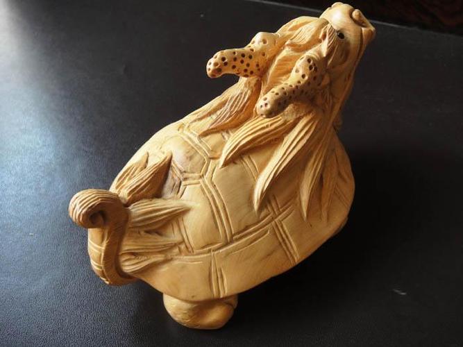 摆件黄杨木雕件龙乌龟雕刻工艺品130mm大号龙龟木雕